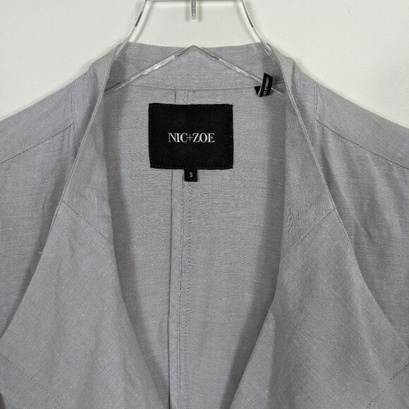 Nic + Zoe Taupe Linen Fitted Jacket Small - Picture 3 of 9